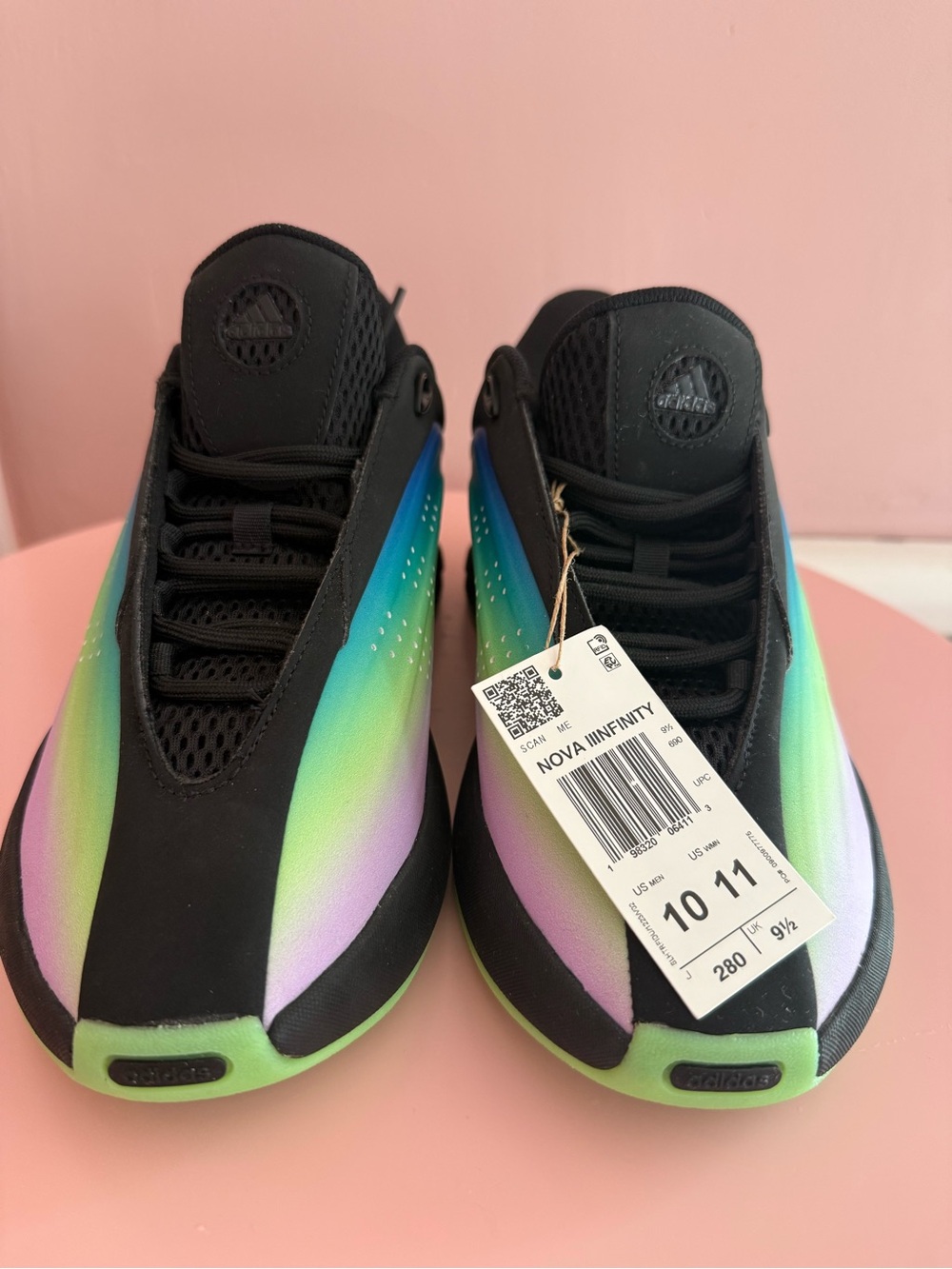 brand new pair of adidas Nova IIInfinity sneakers in the "Black Lime Burst Teal"
